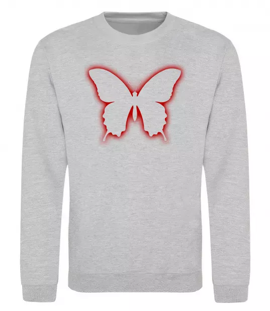 Світшот Неоновий силует метелика Сірий меланж фото