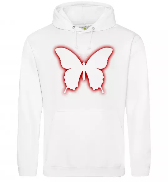 Жіноча толстовка (худі) Неоновий силует метелика Білий фото