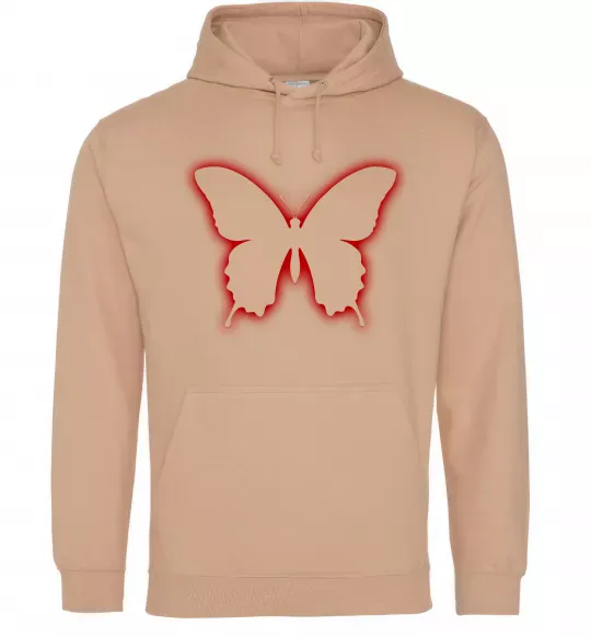 Жіноча толстовка (худі) Неоновий силует метелика Пісочний фото