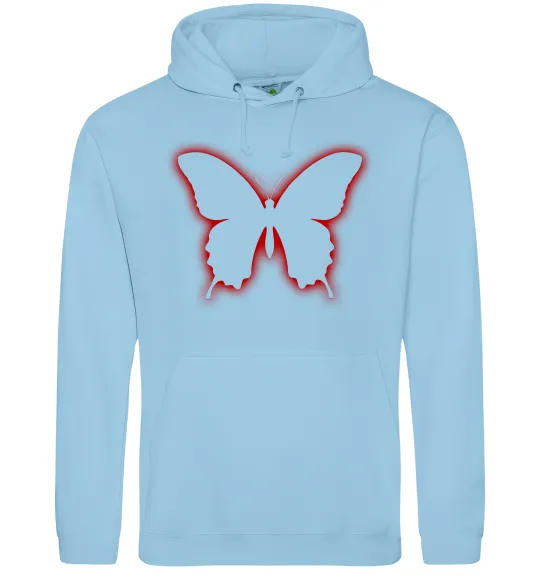 Женская толстовка (худи) Неоновий силует метелика Голубой фото