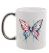Чашка с цветной ручкой Метелик арт Серебро фото