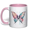 Чашка с цветной ручкой Метелик арт Нежно розовый фото