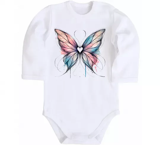 Дитячий бодік Метелик арт Білий фото