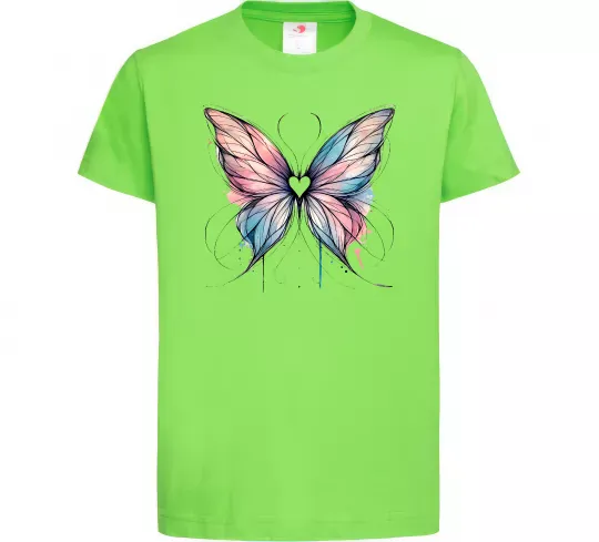 Дитяча футболка Метелик арт Лаймовий фото