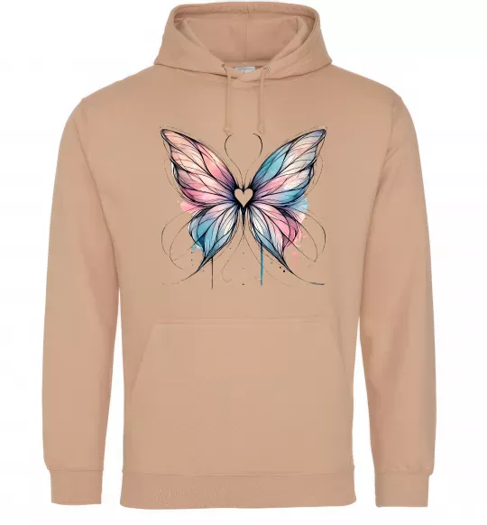 Чоловіча толстовка (худі) Метелик арт Пісочний фото