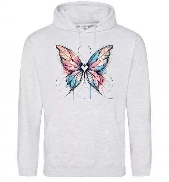 Жіноча толстовка (худі) Метелик арт Сірий меланж фото