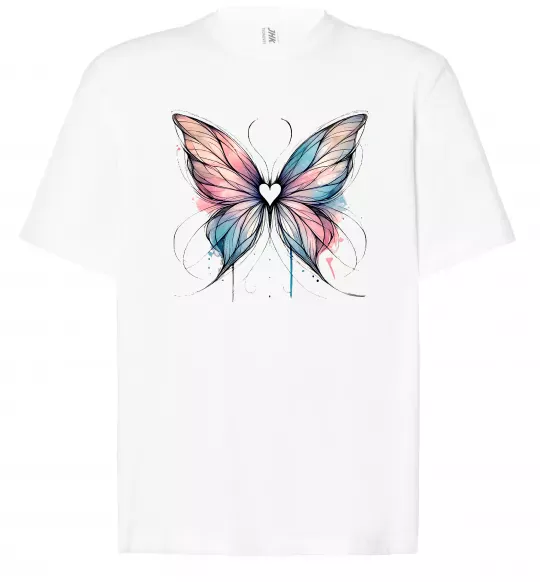 Футболка Оверсайз Метелик арт Білий фото