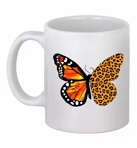 Чашка керамічна Метелик леопард Білий фото