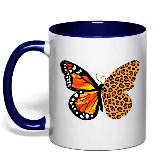Чашка с цветной ручкой Метелик леопард Глубокий темно-синий фото