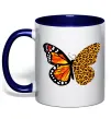 Чашка с цветной ручкой Метелик леопард Глубокий темно-синий фото