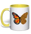 Чашка с цветной ручкой Метелик леопард Лимонный фото