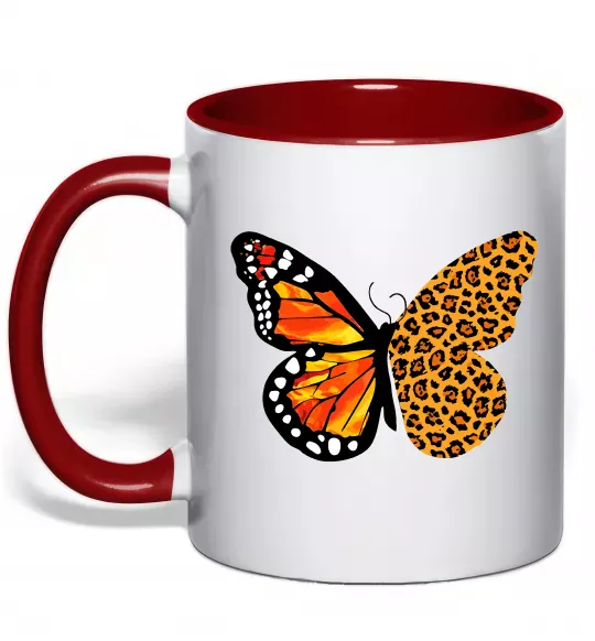 Чашка с цветной ручкой Метелик леопард Красный фото