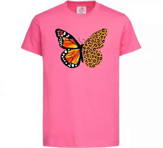 Детская футболка Метелик леопард Ярко-розовый фото