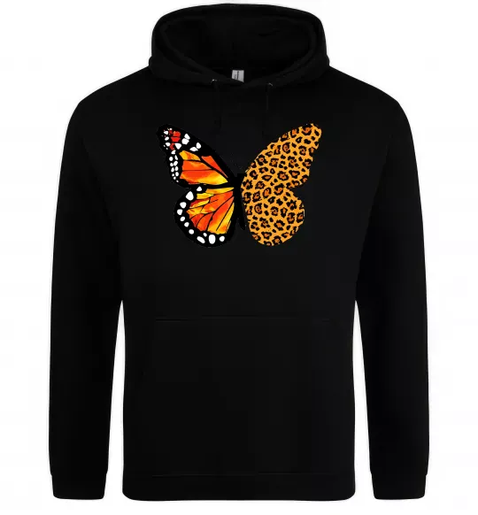 Чоловіча толстовка (худі) Метелик леопард Чорний фото