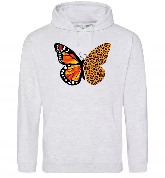 Жіноча толстовка (худі) Метелик леопард Сірий меланж фото