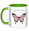 Чашка с цветной ручкой You are free to fly Зеленый фото