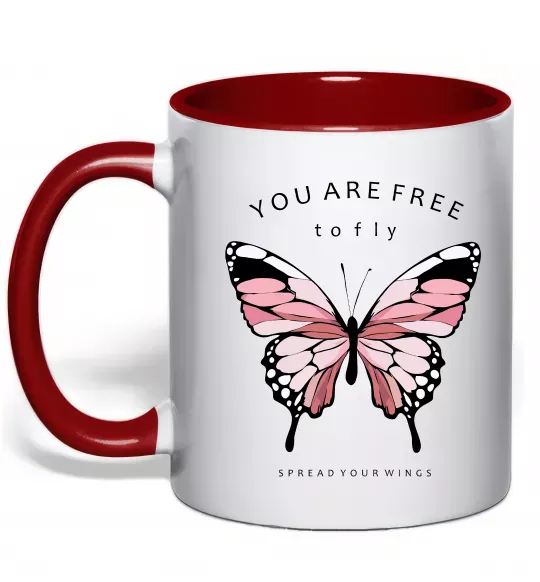 Чашка с цветной ручкой You are free to fly Красный фото
