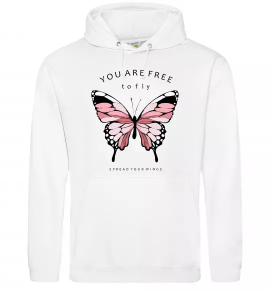 Мужская толстовка (худи) You are free to fly Белый фото