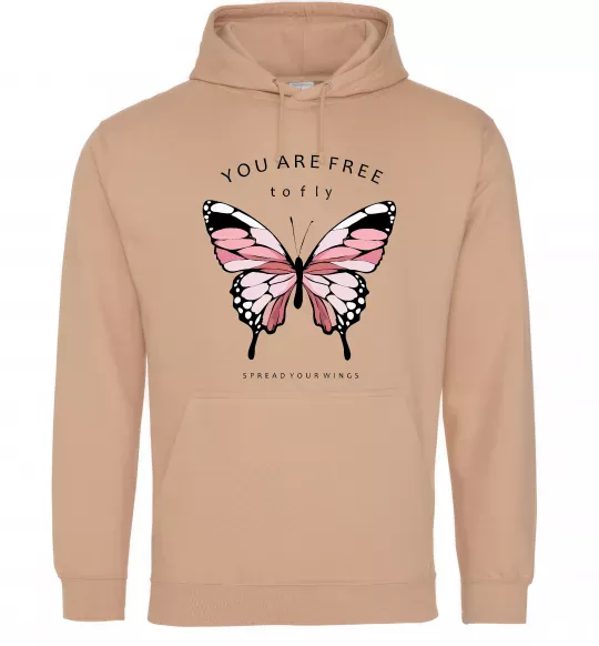 Мужская толстовка (худи) You are free to fly Песочный фото