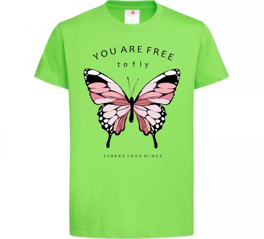 Детская футболка You are free to fly Лаймовый фото