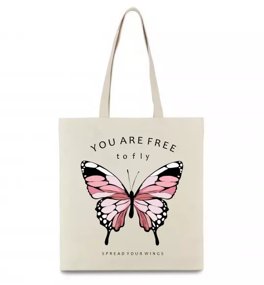 Еко-сумка You are free to fly Бежевий фото