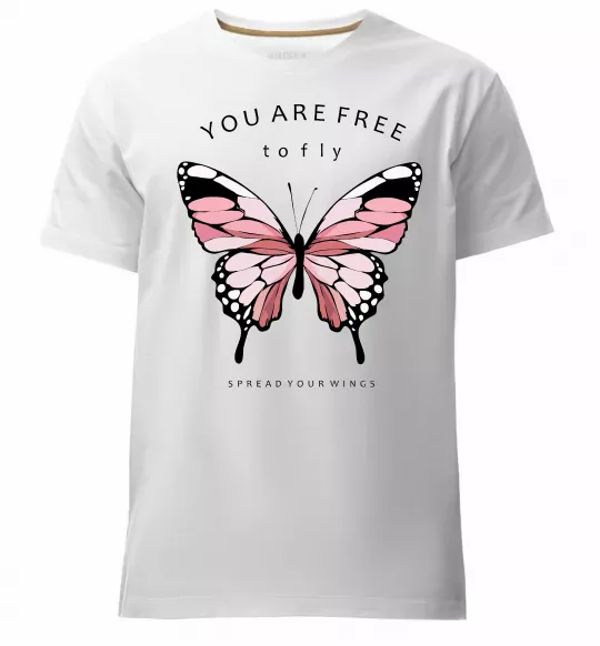 Мужская премиум футболка You are free to fly Белый фото