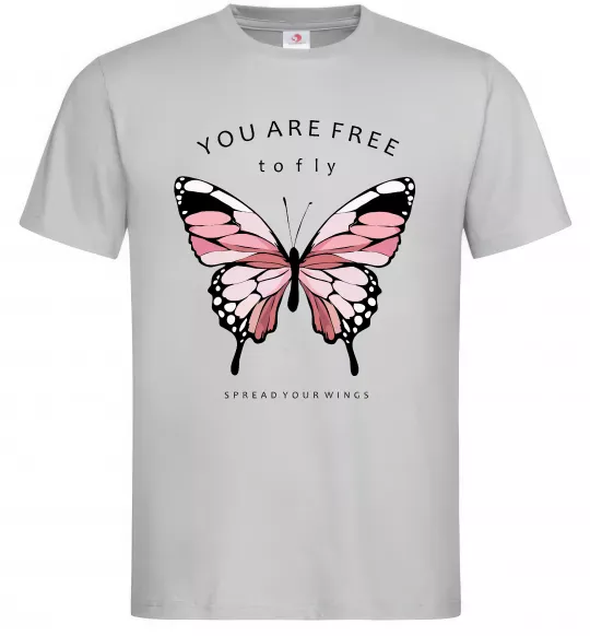 Мужская футболка You are free to fly Серый фото