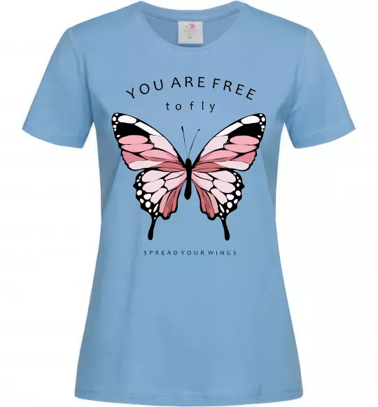 Женская футболка You are free to fly Голубой фото