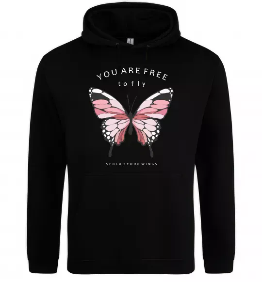 Мужская толстовка (худи) You are free to fly Черный фото