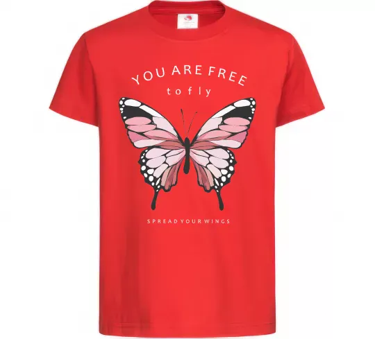 Детская футболка You are free to fly Красный фото