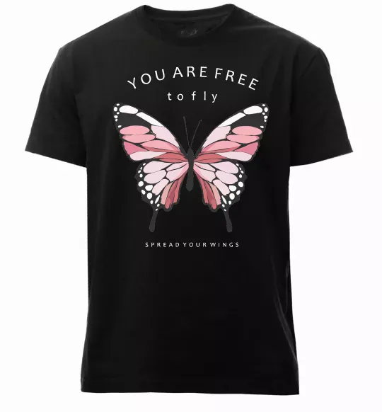 Мужская премиум футболка You are free to fly Черный фото