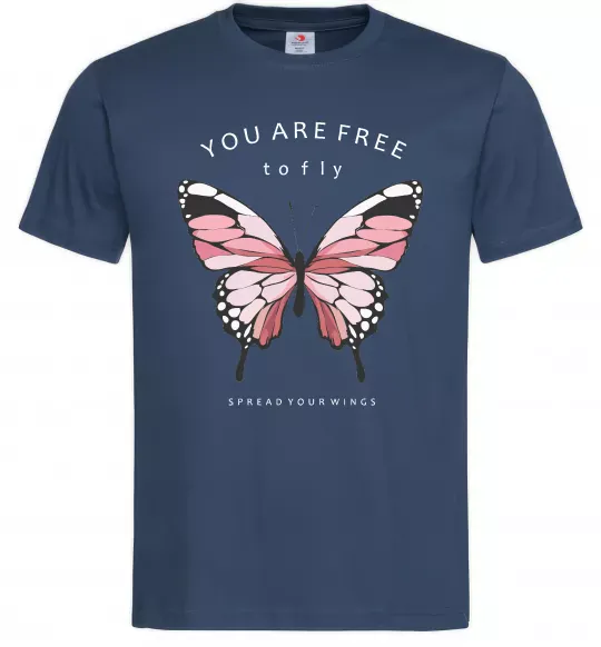 Мужская футболка You are free to fly Темно-синий фото