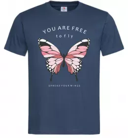 Мужская футболка You are free to fly Темно-синий фото