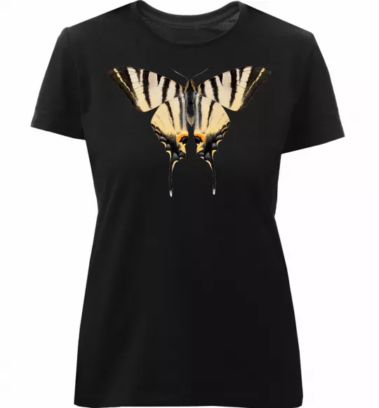 Женская премиум футболка Косатець махаон Черный фото