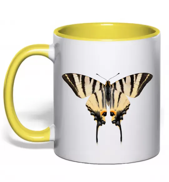 Чашка с цветной ручкой Косатець махаон Солнечно желтый фото