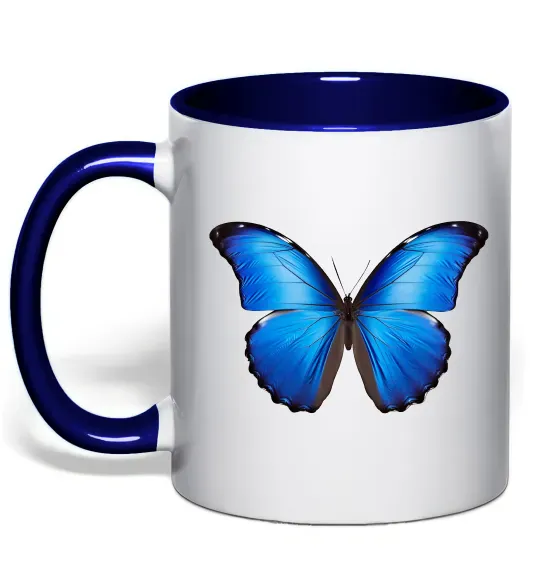 Чашка с цветной ручкой Morpho menelaus Глубокий темно-синий фото