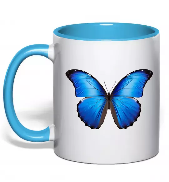 Чашка с цветной ручкой Morpho menelaus Голубой фото
