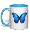 Чашка с цветной ручкой Morpho menelaus Голубой Чашка с цветной ручкой Morpho menelaus Голубой фото