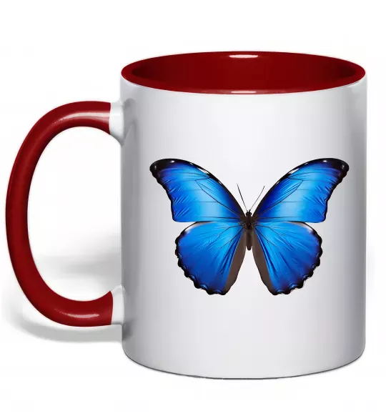 Чашка с цветной ручкой Morpho menelaus Красный фото