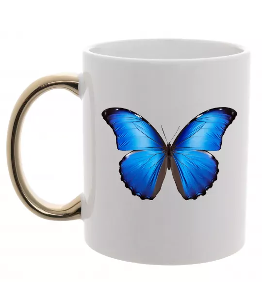 Чашка с цветной ручкой Morpho menelaus Золото фото