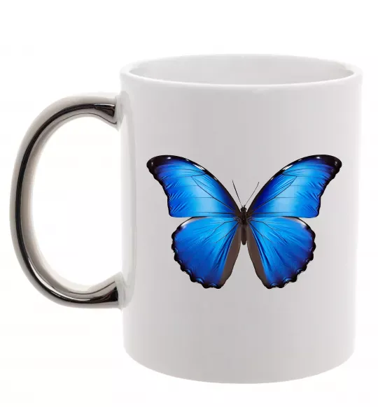 Чашка с цветной ручкой Morpho menelaus Серебро фото