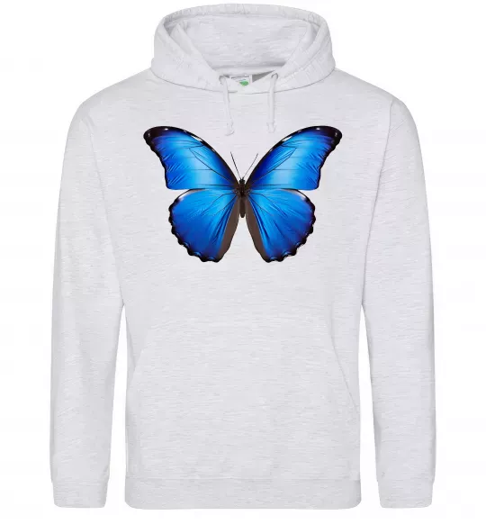 Мужская толстовка (худи) Morpho menelaus Серый меланж фото