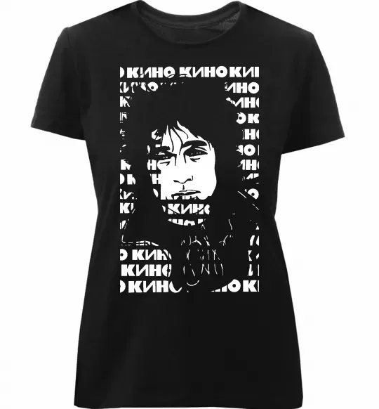 Жіноча преміум футболка Цой Кино арт Чорний фото