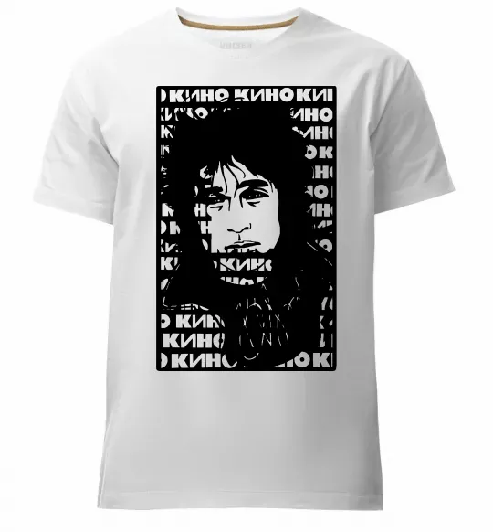 Мужская премиум футболка Цой Кино арт Белый фото