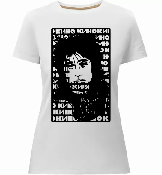 Жіноча преміум футболка Цой Кино арт Білий фото