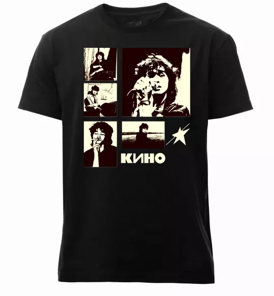 Мужская премиум футболка Кино колаж Черный фото