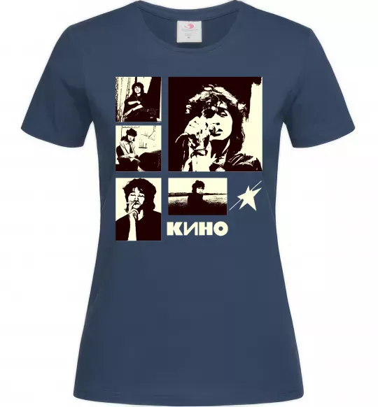 Женская футболка Кино колаж Темно-синий фото