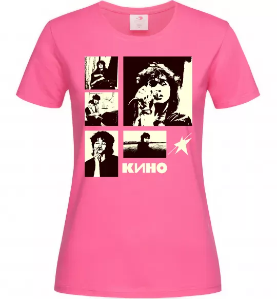 Женская футболка Кино колаж Ярко-розовый фото