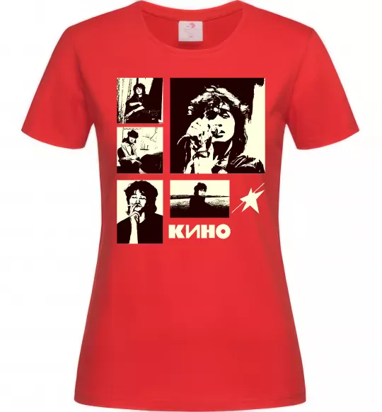 Женская футболка Кино колаж Красный фото
