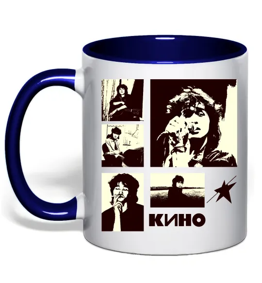 Чашка з кольоровою ручкою Кино колаж Глибокий темно-синій фото